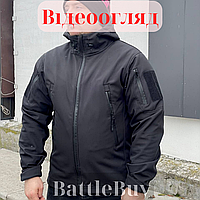 Зимняя Тактическая куртка soft shell черная демисезонная Военная, Тактические куртки softshell черная ВАТ