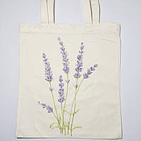 Сумка-шопер із малюнком лаванда на блискавці котон