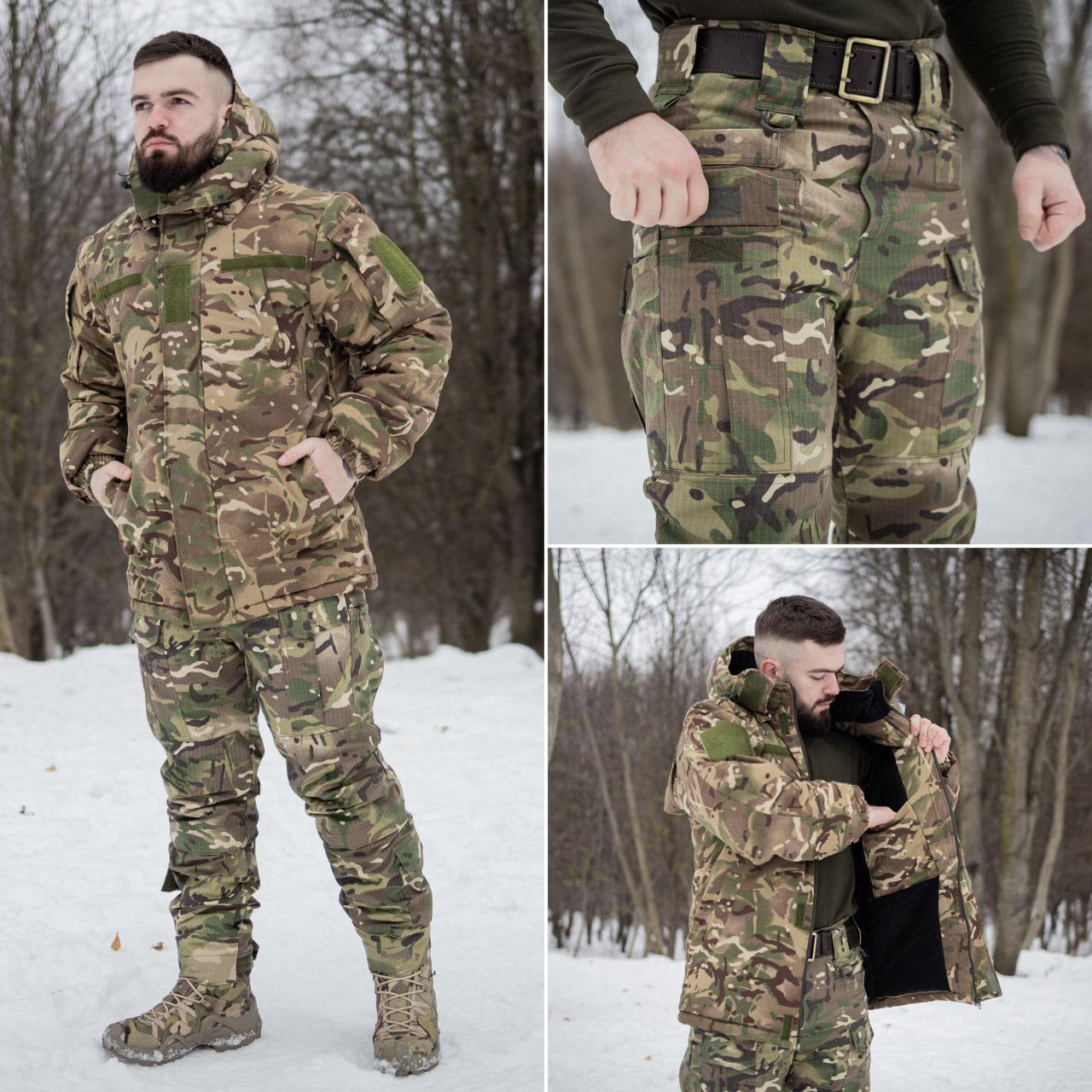 Зимовий комплект 2в1: Бушлат тактичний на флісі + Штани тактичні Apex відовідштовхувальні (мультикам)