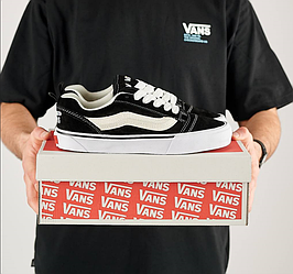 Чоловічі кеди Vans Knu Skool Potato Black White чорно-білі Ванс Скул замшеві