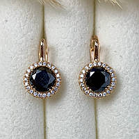 Сережки з чорним камінцем Xuping Jewelry з медичного сплаву (АРТ. №1539)
