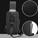 Нагрудна сумка слінг Bagsafe із портом для USB та кодовим замком, водонепроникна чорна, фото 4