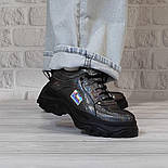 Жіночі шкіряні чорні кросівки, що переливаються, хамелеон, фото 3