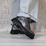 Жіночі шкіряні чорні кросівки, що переливаються, хамелеон, фото 5