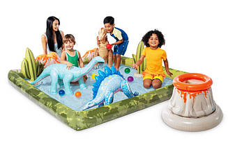 Ігровий надувний дитячий центр 201*201*36 см "Юрський парк", фігурки динозаврів, кактуси, 56132