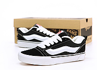 Жіночі чоловічі кеди Vans Knu Skool Black White чорно-білі Ванс Скул замшеві