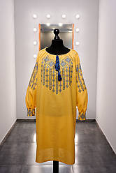 Вишиванка жіноча з довгим рукавом - реглан, Онікс, колір - жовтий.