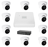 Комплект GreenVision GV-IP-K-W77/09 5MP Комплект відеоспостереження на 9 камер Набір камер IP камера Камери