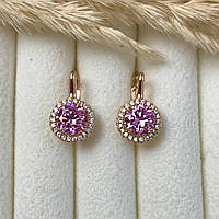 Сережки Xuping Jewelry з рожевим фіанітом з медичного сплаву (АРТ. №1539-2)