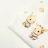 Бязь "Зайчики в кавових у костюмах " фону з візерунком № М-3195, фото 7