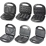 Мультимейкер гриль для випікання вафель кексів горіхів сендвічів пончиків Domotec MS-7706 6в1 1000W, фото 9