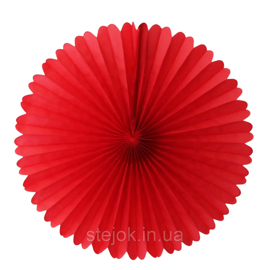 Віяло з папірусного паперу тиш'ю, діаметр 30 см, колір червоний