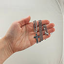 Срібна цепочка з хрестиком чоловіча. Срібний хрестик освячений Спаси Збережи ланцюжок на шию бісмарк 55 см, фото 3