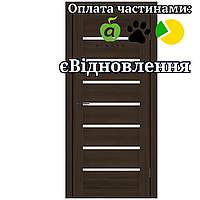 Двери Lira Шимо екошпон со стеклом Сатин Шоколадный