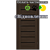 Двери Lira Шимо екошпон со стеклом Черный Шоколадный