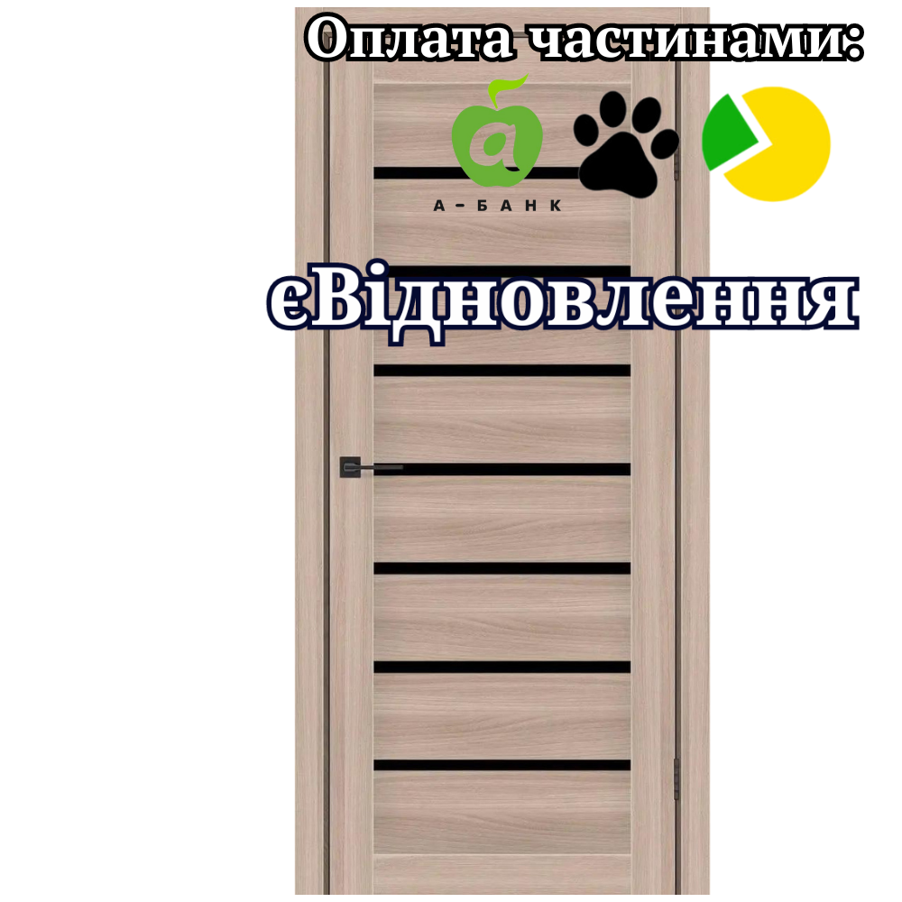Двері Lira Шимо Міранті екошпон зі склом Чорний