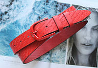 Женский кожаный ремень с тиснением Christian Dior красный