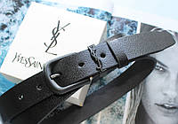 Женский кожаный ремень черная пряжка Yves Saint Laurent
