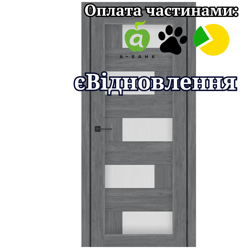 Двері Palmira Бук Графітовий зі склом Сатин