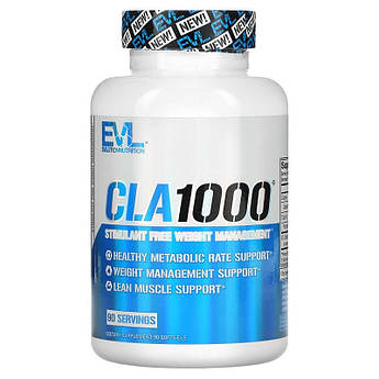 КЛК 1000 мг EVLution Nutrition CLA кон'югована лінолева кислота для корекції ваги 90 капсул
