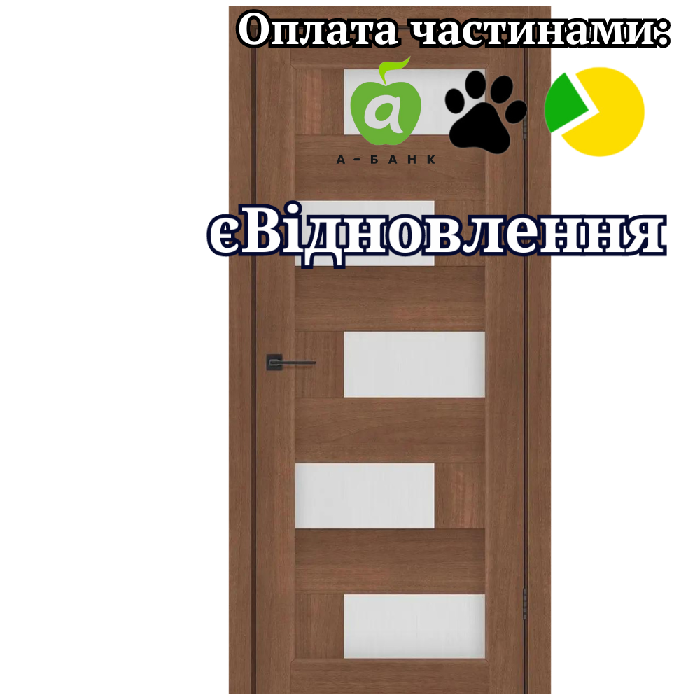 Двері Palmira Вільха Італійська PVC зі склом Сатин