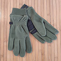 Теплые флисовые перчатки с сенсорным пальцем размер М цвет оливковый