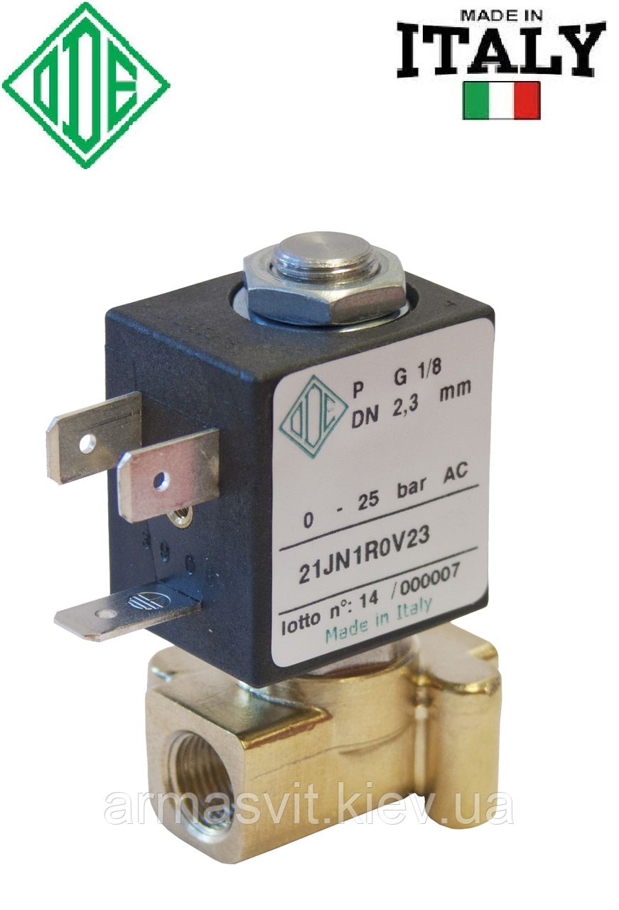 Електромагнітний клапан для води 21TG2KR0V28, 1/4, НЗ, FKM, -10+140 °C, нормально закритий, прямої дії