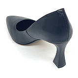 Жіночі шкіряні туфлі човники на підборах чорного кольору Nivelle T0327/82-8073мат Кристал розмір 36, фото 7