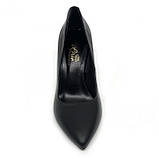 Жіночі шкіряні туфлі човники на підборах чорного кольору Nivelle T0327/82-8073мат Кристал розмір 36, фото 3