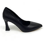 Жіночі шкіряні туфлі човники на підборах чорного кольору Nivelle T0327/82-8073мат Кристал розмір 36, фото 4