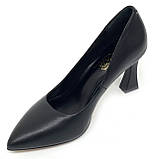 Жіночі шкіряні туфлі човники на підборах чорного кольору Nivelle T0327/82-8073мат Кристал розмір 36, фото 8