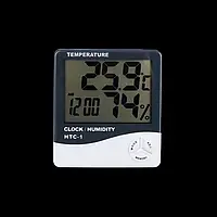 ЖК-цифровой термометр гигрометр тестер метеостанция измеритель температуры часы и влажности монитор Белий