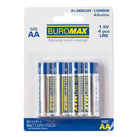 Батарейка LR6 (AA)  Buromax BM.5900-4 Ціна за уп 4шт