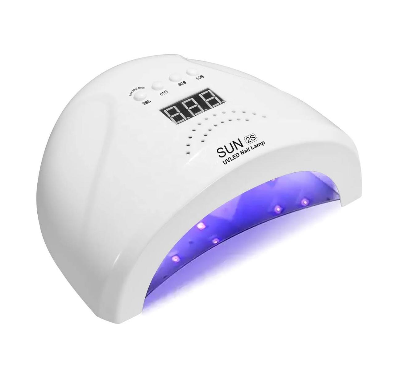 UV/LED лампа Sun 2S для нігтів (біла) - з таймером та дисплеєм, 48 Вт.