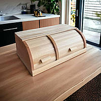 Хлібниця деревʼяна (Класична Карпатський Бук) 44х27х17см на 2 відділення