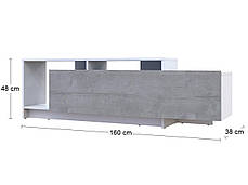 Стінка у вітальню Doros U2 Білий Бетон ДСП 160х38х48 (41510090), фото 3