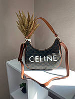 Сумка жіноча Celine Ava Bag In Triomphe Canvas and Calfskin Tan brown Селін коричнева 072