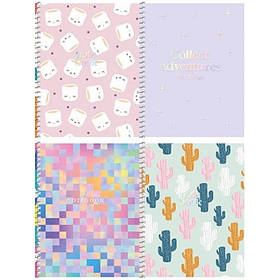 Блокнот В6 80арк клітинка спіраль білий блок 70г/м2 ПК тиснення Student B6-SC-080-6109K Шк