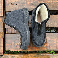 Ботинки мужские из ткани утепленные 43 размер, удобная рабочая обувь для мужчин. VA-924 Цвет: серый