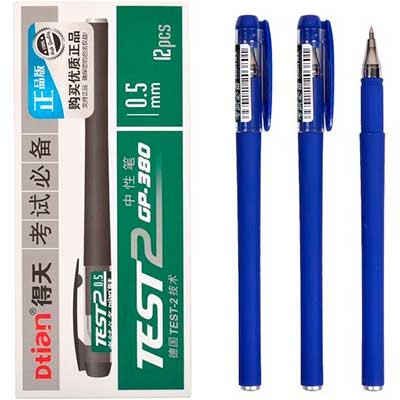 Ручка гелева синя 0,5мм GP-380 TEST2  96133