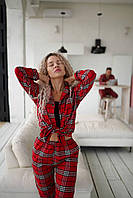Женская красивая пижама Костюм для сна пижамы в клетку практичная модная домашняя Теплая пижама
