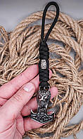 Темляк из паракорда Snake knot cо скандинавской бусиной и молотом Лев, цвет изделия под заказ