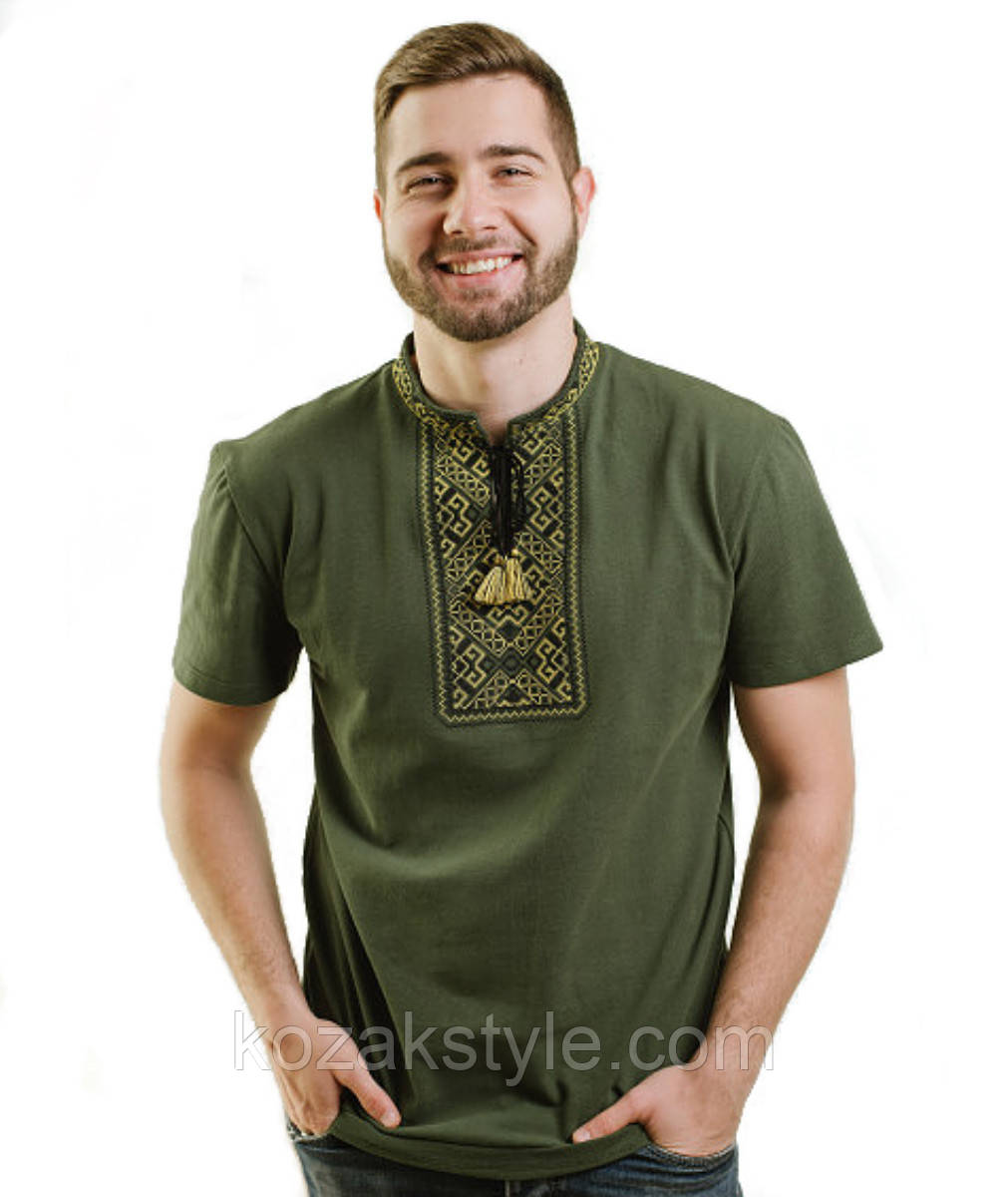 Вишиванка чоловіча Традиція хакі р. M. 2XL.