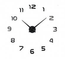 Годинник настінний що клеїться 3D чорний (12s002-B)