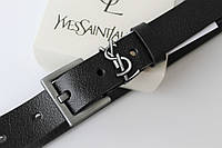 Женский ремень ширина 3 см пряжка хром Yves Saint Laurent черный