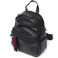 Кожаный небольшой женский рюкзак Vintage 20675 Черный tn