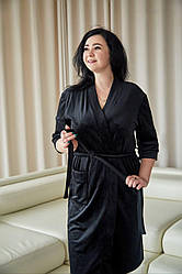 Халат велюровий жіночий БАТАЛ 2XL-5XLТОМІКО ЧОРНИЙ 712