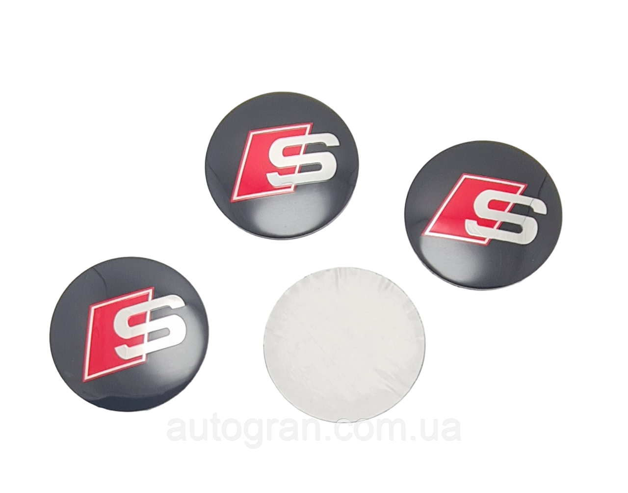 Наклейки на ковпачки литих дисків Audi Sline 56мм чорні