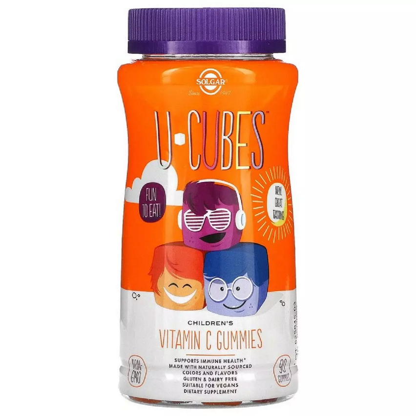 Вітамін C для дітей, Апельсин Полуниця, U-Cubes, Children's Vitamin C, Solgar, 90 жувальних Конфет