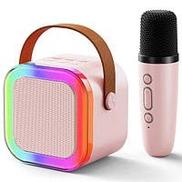 Портативная Bluetooth колонка с караоке и микрофоном K12 Pink N